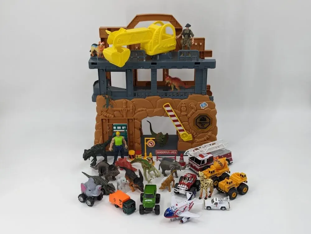 Construction Playset Pretend Custom Dinosaur Trucks Animals Figures Light Sounds